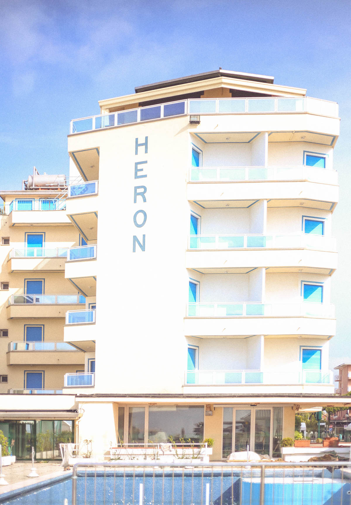 jesolo beach travel italy architecture hotel 70s. hotel heron